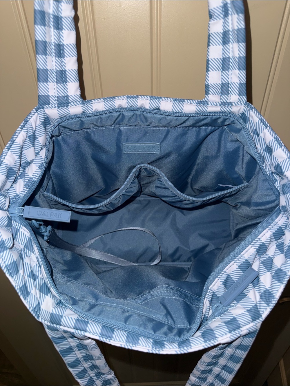 CALPAK Luka Mini Tote in the French Blue Gingham - Travel Bag NWOT - Picture 7 of 8